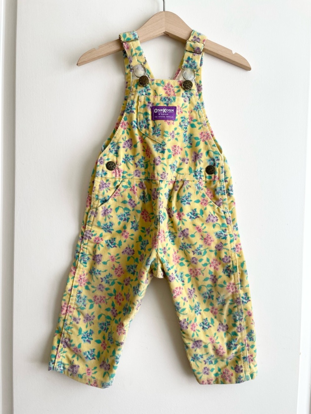 Vtg 90s OshKosh B'Gosh Floral All Over Print Vestbak Overalls Made In USA 18M
